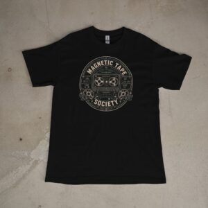 “MAGNETIC TAPE SOCIETY” retro graphic t-shirt by Rewound — analog era design