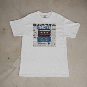 “MIXED TAPE ENGINEER” retro graphic t-shirt by Rewound — analog era design